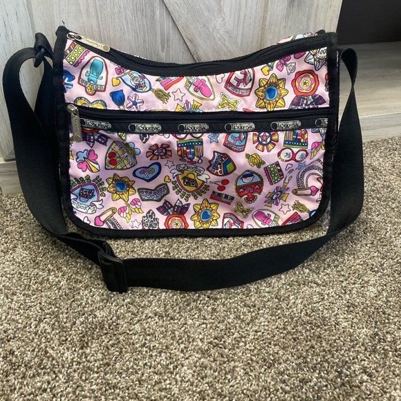 Lesportsac 00s Bag Of Honor Pink Tattoo Print Crossbody Bag - Picture 1 of 10